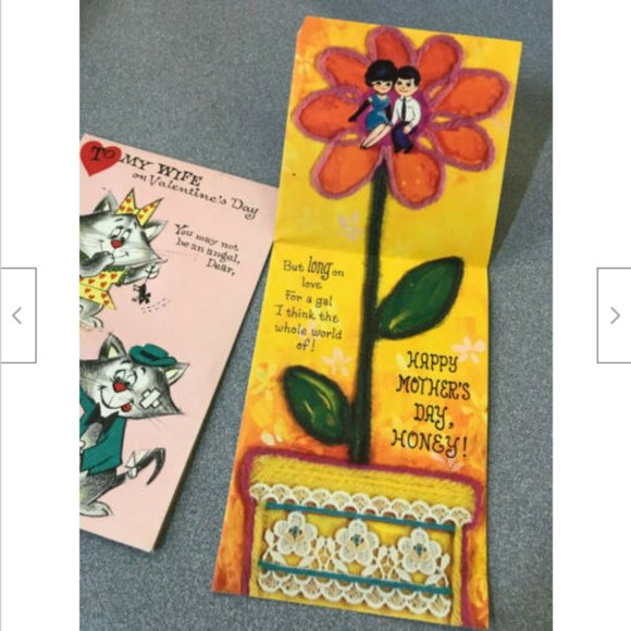 4 Vintage Used Greeting Cards 1950s Valentines Mother's Day Birthday Carlton - Picture 2 of 4